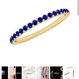 Blue Sapphire Full Eternity Ring Gold Plated
